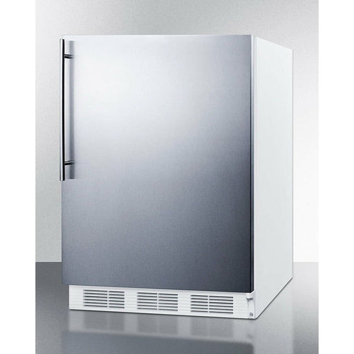 Summit Refrigerators Vertical Handle Summit 24" Wide Refrigerator-Freezer, ADA Compliant with 5.1 cu. ft. Capacity, 2 Glass Shelves, Right Hinge with Reversible Doors, Crisper Drawer, Cycle Defrost, ADA Compliant, Adjustable Glass Shelves, Adjustable Thermostat, CFC Free - CT661WSSH