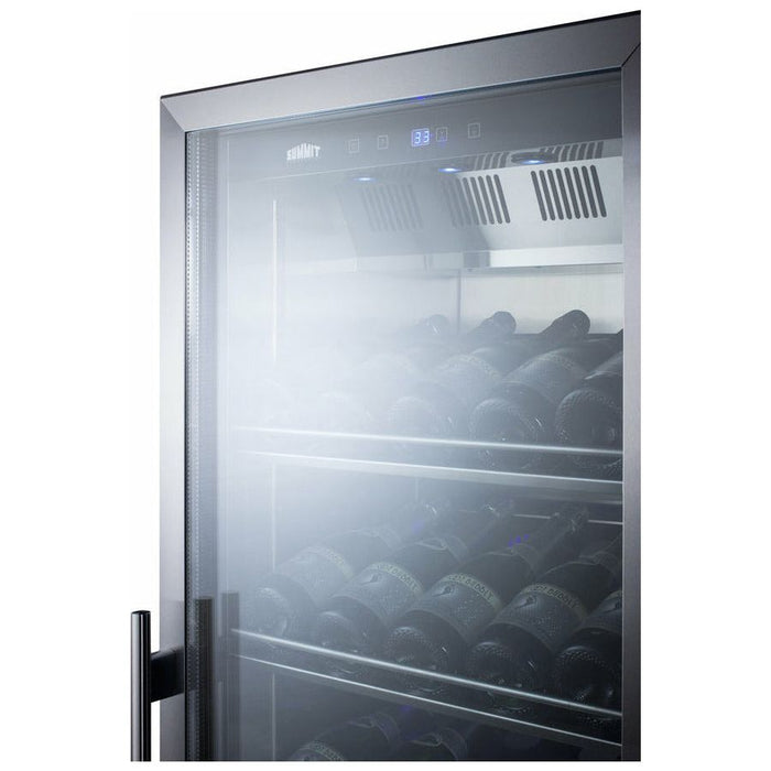 Summit Wine Coolers Summit 24" Wide Single Zone Commercial Wine Cellar with 35 Bottle Capacity, Right Hinge, Glass Door, With Lock, 6 Fixed Wine Racks, Digital Control, LED Light, Compressor Cooling, ETL Approved, Digital Thermostat, Factory Installed Lock - SCR1401
