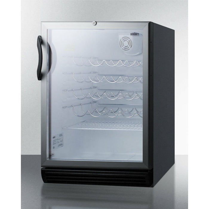 Summit Wine Coolers Summit 24" Wide Wine Cellar, ADA Compliant with 36 Bottle Capacity, Right Hinge, Glass Door, With Lock, 4 Adjustable Wine Racks, Analog Control, LED Light, Compressor Cooling, Vibration-Free, ETL Approved, CFC Free - SWC6GBL