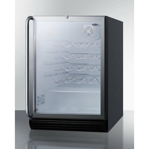 Summit Wine Coolers Summit 24" Wide Wine Cellar, ADA Compliant with 36 Bottle Capacity, Right Hinge, Glass Door, With Lock, 4 Adjustable Wine Racks, Analog Control, LED Light, Compressor Cooling, Vibration-Free, ETL Approved, CFC Free - SWC6GBL