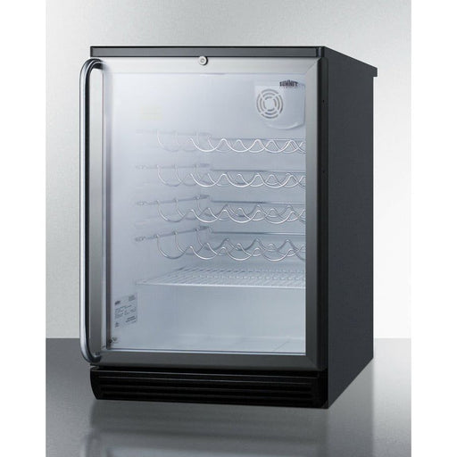 Summit Wine Coolers Summit 24" Wide Wine Cellar with 36-50 Bottles Bottle Capacity, Right Hinge, Glass Door, With Lock, 4 Adjustable Wine Racks, Analog Control, LED Light, Compressor Cooling - SWC6GBL