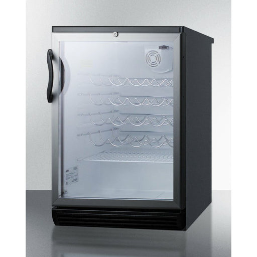 Summit Wine Coolers Summit 24" Wide Wine Cellar with 36 Bottle Capacity, Right Hinge, Glass Door, With Lock, 4 Adjustable Wine Racks, Analog Control, Compressor Cooling, CFC Free, Automatic Defrost - SWC6GBL