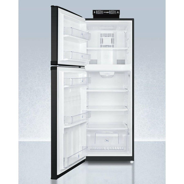 Summit 26 in. Refrigerator with 12.89 cu. ft. Total Capacity, 3.92 cu. ft. Freezer Capacity,Crisper Drawer, Frost Free Defrost, Adjustable Thermostat, CFC Free, High/Low Temperature Alarm, NIST Calibrated Temperature Display in Black - BKRF14B