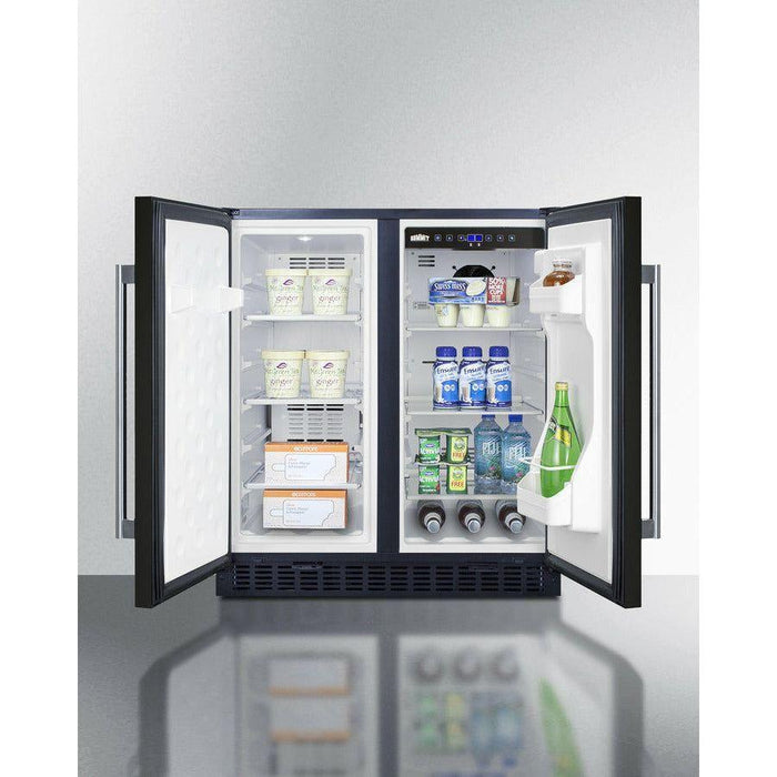 Summit Refrigerators Summit 30" Black Built-in 5.4 Cu. ft. Side-by-Side Refrigerator - FFRF3070B