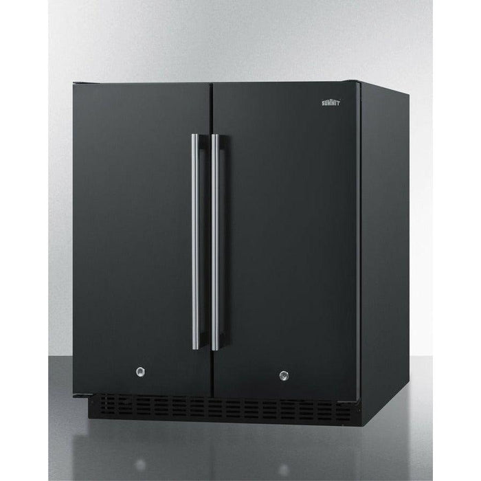 Summit Refrigerators Black Summit 30" Black Built-in 5.4 Cu. ft. Side-by-Side Refrigerator - FFRF3070B