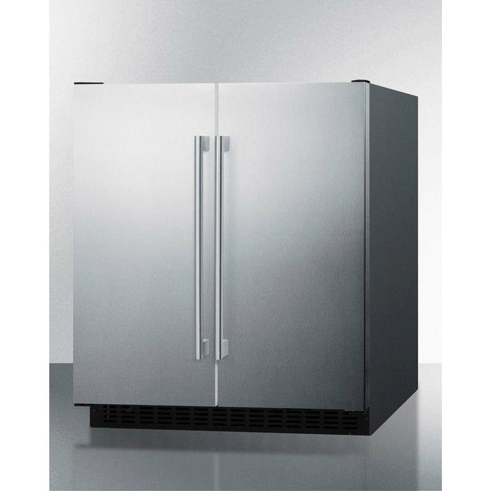 Summit Refrigerators Stainless Steel Summit 30" Black Built-in 5.4 Cu. ft. Side-by-Side Refrigerator - FFRF3070B