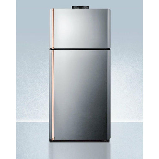 Summit 30 in. Top Freezer Refrigerator with 18 cu. ft. Total Capacity, Crisper Drawer, Frost Free Defrost, Adjustable Glass Shelves and Thermostat, High/Low Temperature Alarm, NIST Display, Sealed Back, CARB Compliant in Stainless look - BKRF18PLCP