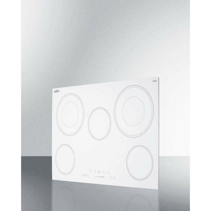 Summit 30 in. Wide 208-240V 5-Burner Radiant Cooktop with 5 Elements, Hot Surface Indicator, ADA Compliant, ETL Safety Listed, Child Lock, ETL, Residual Heat Indicator Light, Digital Touch Controls, EuroKera Glass Surface - CR5B30T