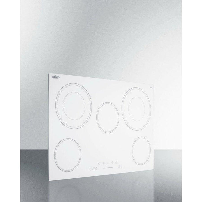 Summit 30 in. Wide 208-240V 5-Burner Radiant Cooktop with 5 Elements, Hot Surface Indicator, ADA Compliant, ETL Safety Listed, Child Lock, ETL, Residual Heat Indicator Light, Digital Touch Controls, EuroKera Glass Surface - CR5B30T