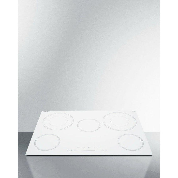 Summit 30 in. Wide 208-240V 5-Burner Radiant Cooktop with 5 Elements, Hot Surface Indicator, ADA Compliant, ETL Safety Listed, Child Lock, ETL, Residual Heat Indicator Light, Digital Touch Controls, EuroKera Glass Surface - CR5B30T