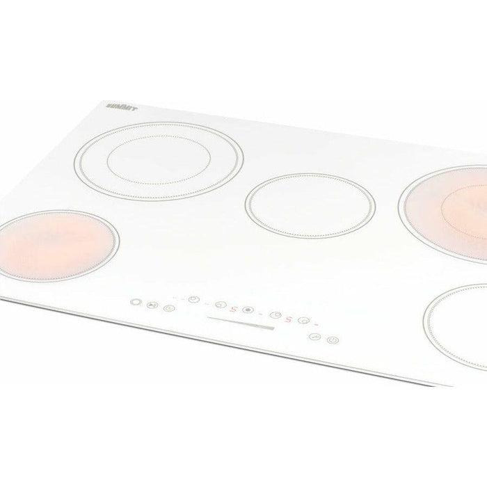 Summit 30 in. Wide 208-240V 5-Burner Radiant Cooktop with 5 Elements, Hot Surface Indicator, ADA Compliant, ETL Safety Listed, Child Lock, ETL, Residual Heat Indicator Light, Digital Touch Controls, EuroKera Glass Surface - CR5B30T