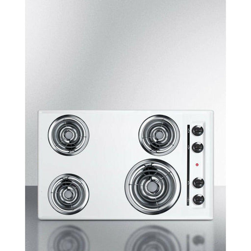 Summit 30 in. Wide 4-Burner Coil Cooktop with 4 Coil Elements, Porcelain Surface, 8-Inch Burner, Three 6-Inch Burners, Chrome Drip Bowls - WEL05