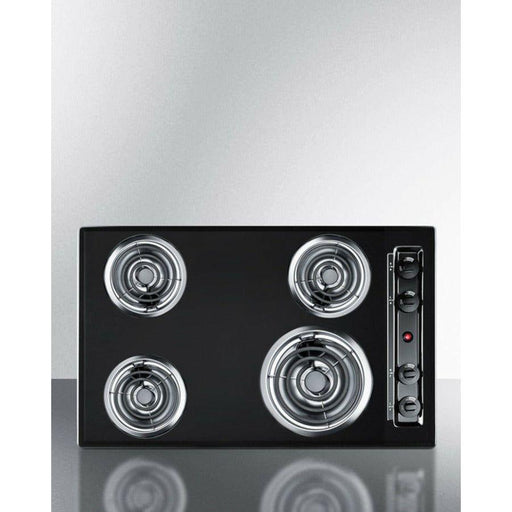 Summit 30 in. Wide 4-Burner Coil Cooktop with 4 Elements, Hot Surface Indicator, UL Safety Listed, Porcelainized Cooking Surface - TEL05