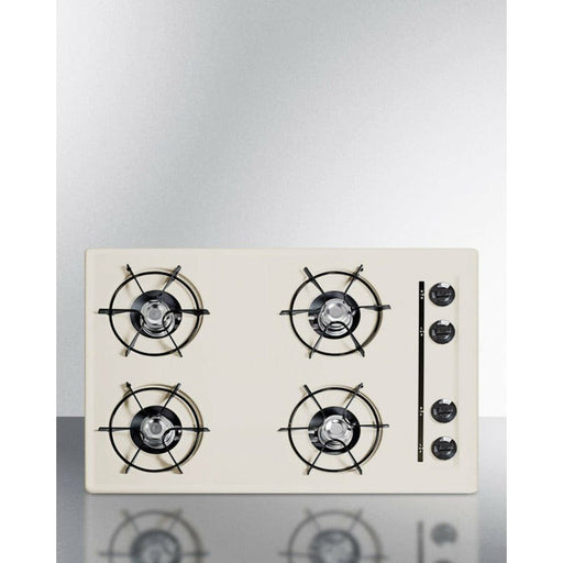 Summit Cooktops Summit 30 in. Wide 4-Burner Gas Cooktop with 4 Open Burners, Porcelain Enameled Steel Grates, Recessed Top, Porcelain Cooking Surface - SNL05