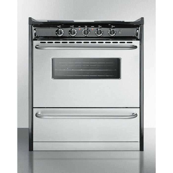 Summit 30 in. Wide Electric Coil Range with 4 Elements, 3.7 cu. ft. Total Oven Capacity, ADA Compliant, in Stainless Steel - TEM210BRWY