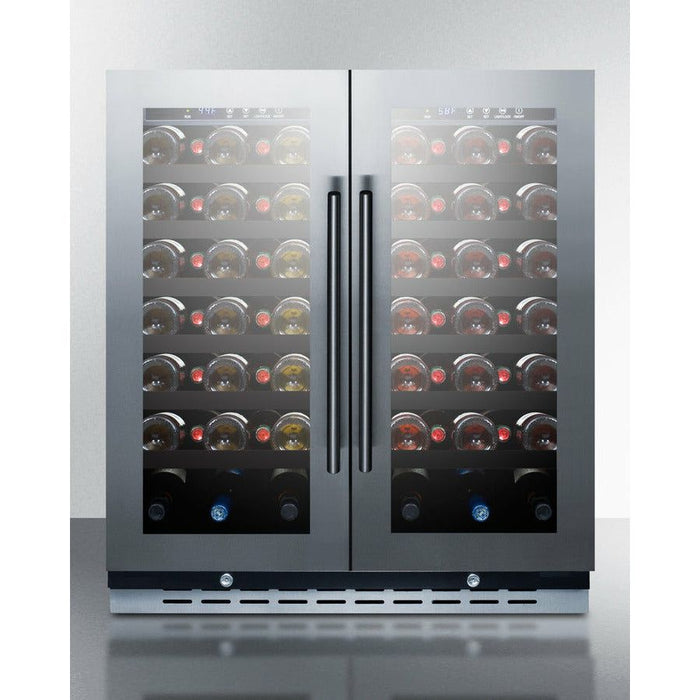 Summit Wine Coolers Summit 30" Wide Built-In Wine Cellar with 66 Bottle Capacity, Both Hinge, Glass Door, With Lock, 12 Extension Wine Racks, Digital Control, LED Light, Compressor Cooling, ETL Approved, CFC Free, Digital Thermostat, Automatic Defrost - SWC3066B