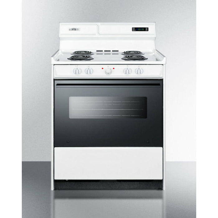 Summit Ranges Summit 30" Wide Electric Coil Top Range with 4 Coil Elements, 3.69 cu. ft. Total Oven Capacity, Viewing Window, Storage Drawer - WEM2