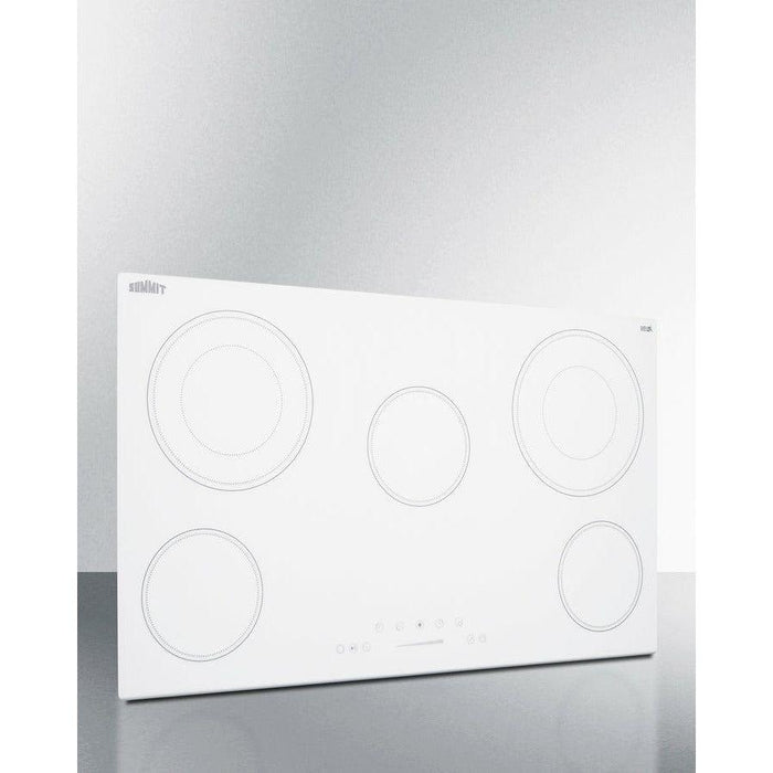 Summit 36 in. Wide 208-240V 5-Burner Radiant Cooktop with 5 Elements, Hot Surface Indicator, ADA Compliant, ETL Safety Listed, Child Lock, Residual Heat Indicator Light, Digital Touch Controls, EuroKera Glass Surface - CR5B36T
