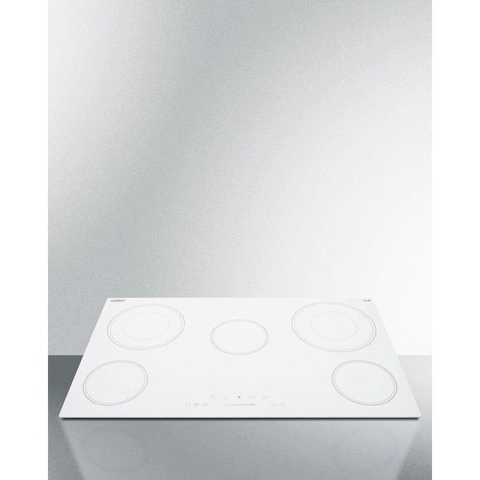 Summit 36 in. Wide 208-240V 5-Burner Radiant Cooktop with 5 Elements, Hot Surface Indicator, ADA Compliant, ETL Safety Listed, Child Lock, Residual Heat Indicator Light, Digital Touch Controls, EuroKera Glass Surface - CR5B36T