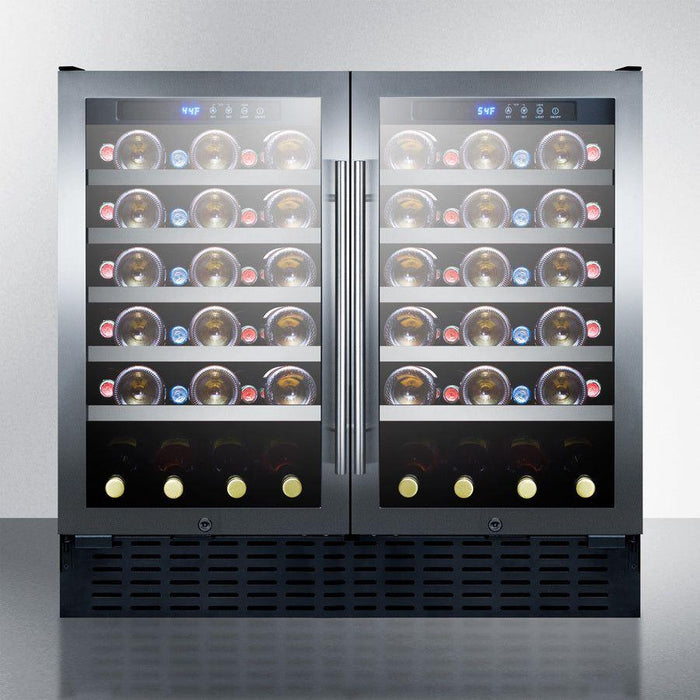 Summit 36 in. Wide Built-In Wine Cellar, ADA Compliant with 68 Bottle Capacity, Both Hinge, Glass Door, With Lock, 10 Extension Wine Racks, Digital Control, LED Light, Compressor Cooling, ETL Approved, Digital Thermostat, Automatic Defrost - SWC3668ADA