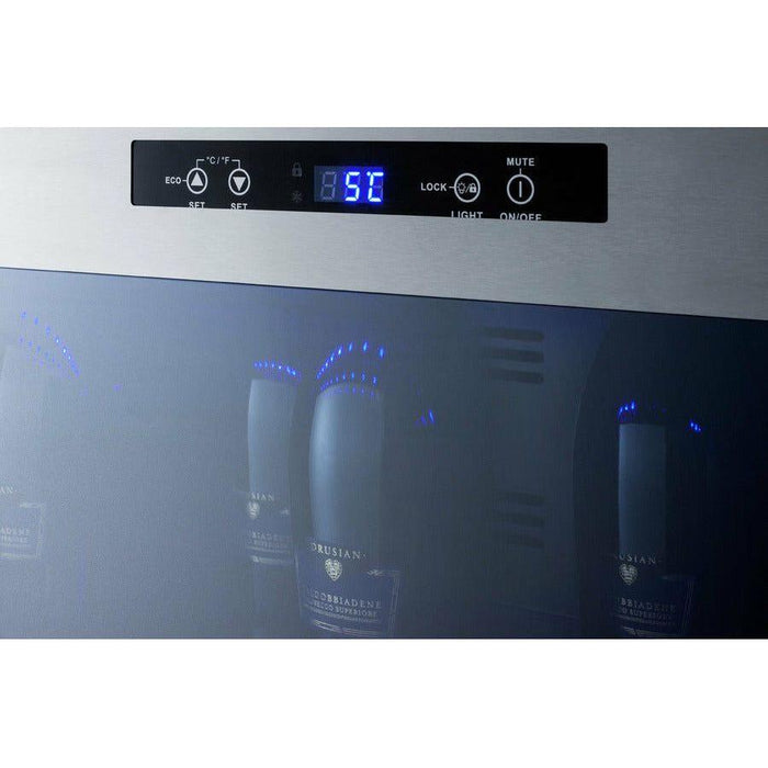 Summit 36 in. Wine Cooler with 6-12 Bottle Capacity, Digital Control, LED Light, Compressor Cooling, ETL Approved, Digital Thermostat, Automatic Defrost, CFC Free, High/Low Temperature Alarm, Control panel lock, Adjustable LED lighting - STC