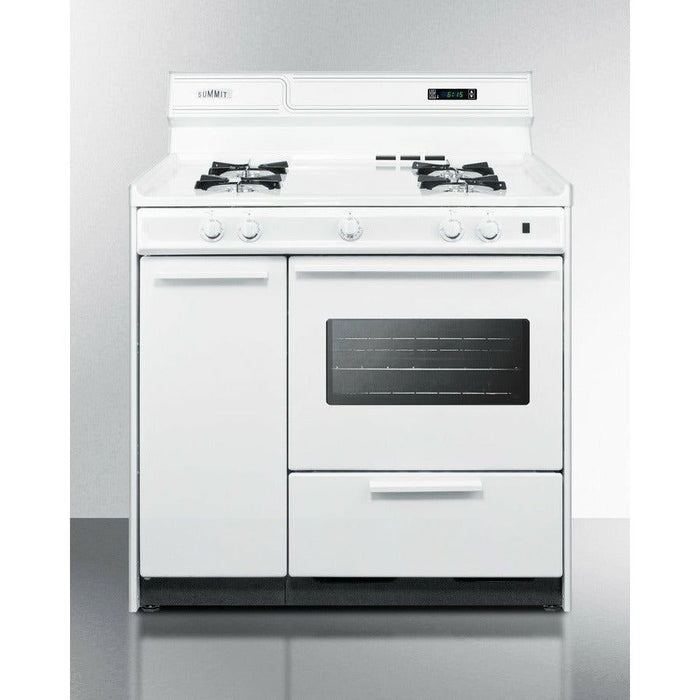 Summit Ranges Summit 36" Wide Gas Range with Lower Broiler, Side Storage and Electronic Ignition: White - WNM4307