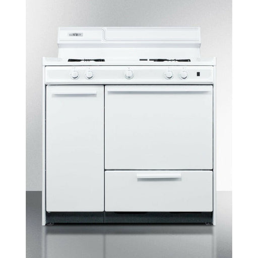Summit Ranges Summit 36" Wide Gas Range with Natural Gas, 4 Open Burners, 2.92 cu. ft. Total Oven Capacity, Broiler Drawer, Porcelain Construction - WNM430P
