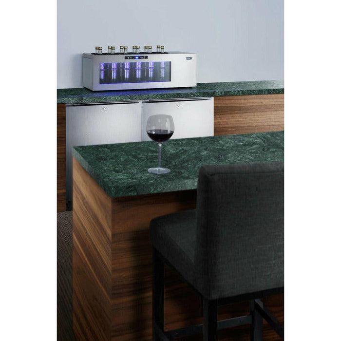 Summit Wine Coolers Summit 36" Wine Cooler with 6-12 Bottle Capacity, Digital Control, LED Light, Compressor Cooling, ETL Approved, Digital Thermostat, Automatic Defrost, CFC Free, High/Low Temperature Alarm, Control panel lock, Adjustable LED lighting - STC