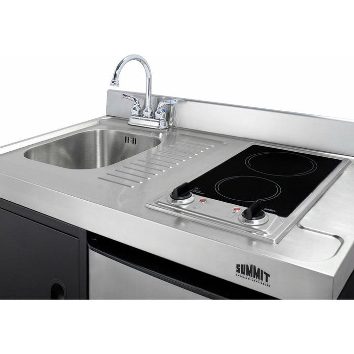 Summit Kitchenettes Summit 39" Wide All-In-One Kitchenette with Electric Smooth Top Burners - C39ELGLASSBK
