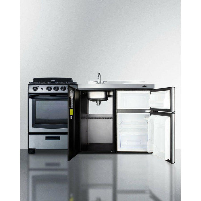 Summit 63 in. Wide All-in-One Kitchenette with Gas Range - ACK63GASBSS