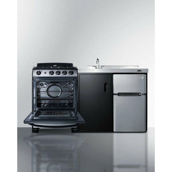 Summit 63 in. Wide All-in-One Kitchenette with Gas Range - ACK63GASBSS