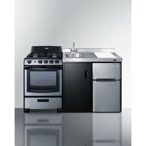 Summit 63 in. Wide All-in-One Kitchenette with Gas Range - ACK63GASBSS