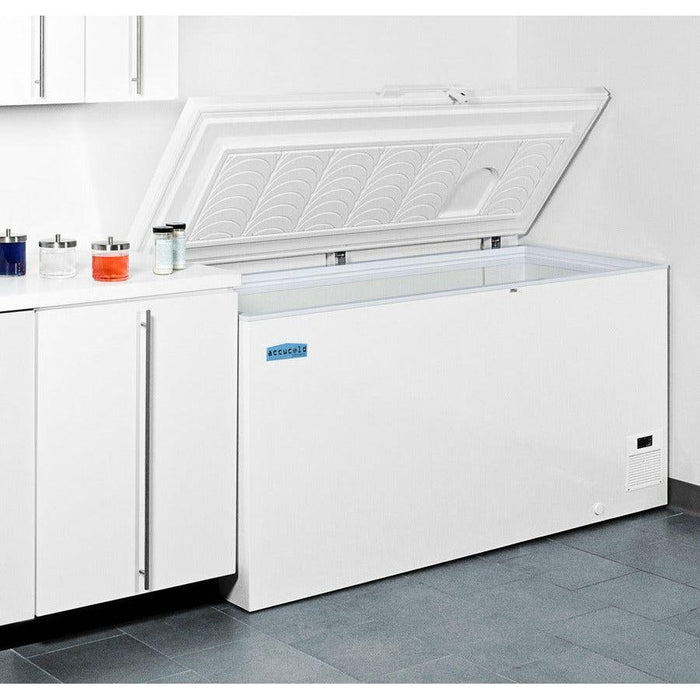 Summit 67 in. AccuCold Commercial Chest Freezer with 15.5 cu. ft. Capacity, Digital Thermostat, Factory Installed Lock, Casters and Manual Defrost in White - EL51LT