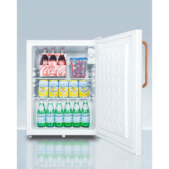 Summit Refrigerators Summit Accucold 19" Wide 2.4 Cu. Ft. Refrigerator with Copper Handle - FF28LWHTBC