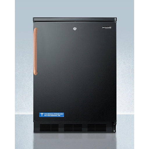 Summit Accucold 24 in. Wide 5.5 Cu. Ft. General Purpose Medical Refrigerator with Copper Handle and Keyed Lock - FF7LBLKTBC