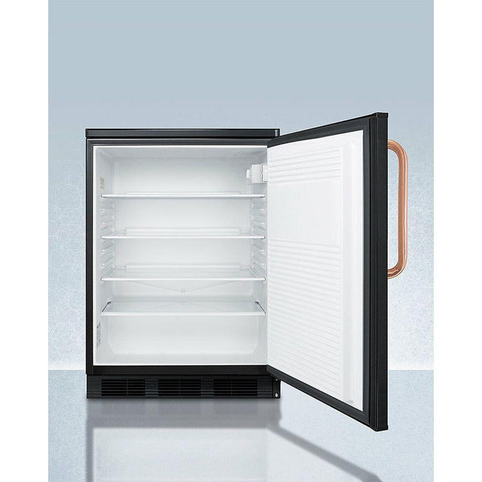 Summit Accucold 24 in. Wide 5.5 Cu. Ft. General Purpose Medical Refrigerator with Copper Handle and Keyed Lock - FF7LBLKTBC