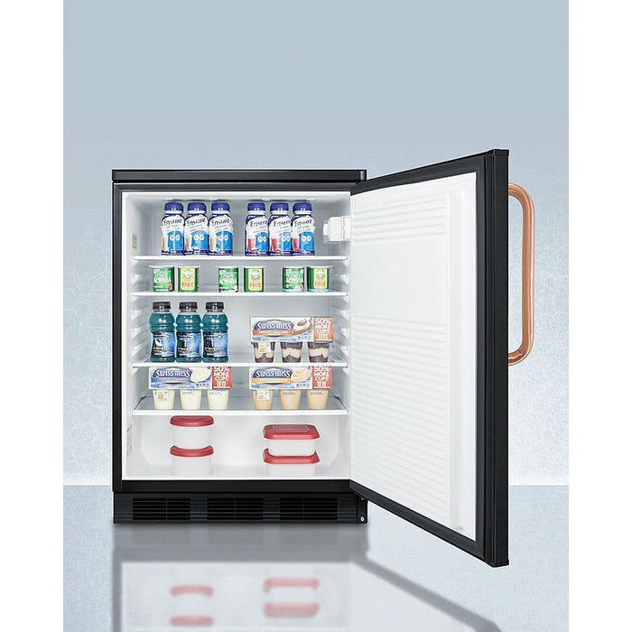 Summit Refrigerators Summit Accucold 24" Wide 5.5 Cu. Ft. General Purpose Medical Refrigerator with Copper Handle and Keyed Lock - FF7LBLKTBC