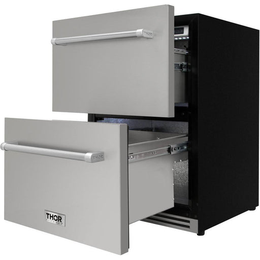 Thor Kitchen Refrigerators Thor Kitchen 24 in. 5.4 Cu. Ft. Built-in Double Drawer Refrigerator TRF2401U