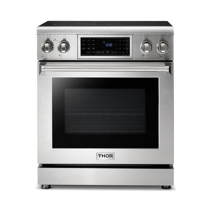 Thor Kitchen 30 In. Electric Range, Range Hood, Microwave Drawer, Refrigerator, Dishwasher Appliance Package