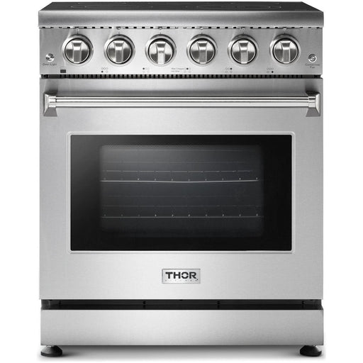 Thor Kitchen 30 In. Electric Range, Range Hood, Microwave Drawer, Refrigerator with Water and Ice Dispenser, Dishwasher Appliance Package