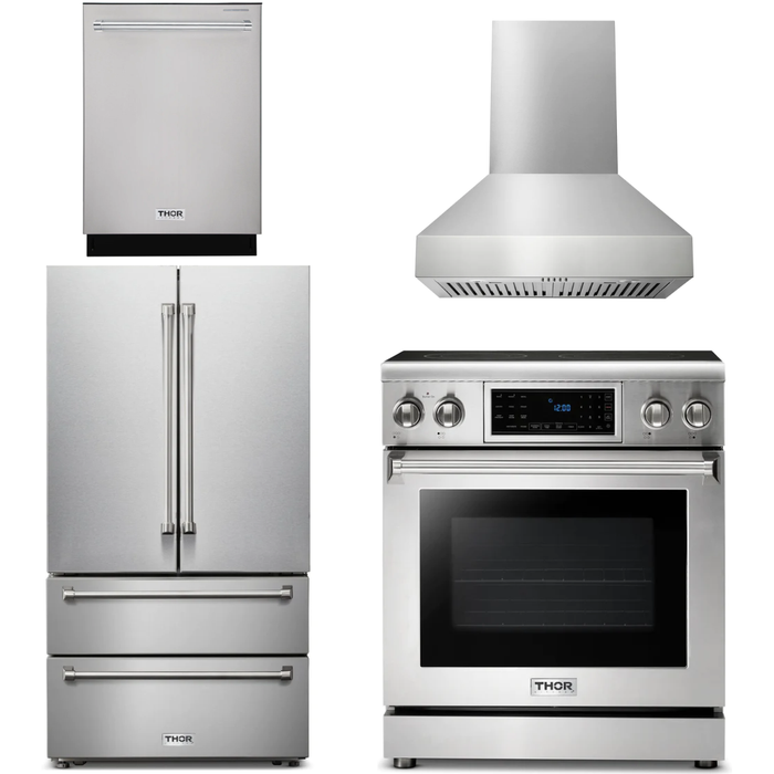 Thor Kitchen 30 In. Electric Range, Range Hood, Refrigerator, Dishwasher Appliance Package