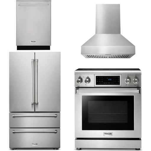 Thor Kitchen Kitchen Appliance Packages Thor Kitchen 30 In. Electric Range, Range Hood, Refrigerator, Dishwasher Appliance Package