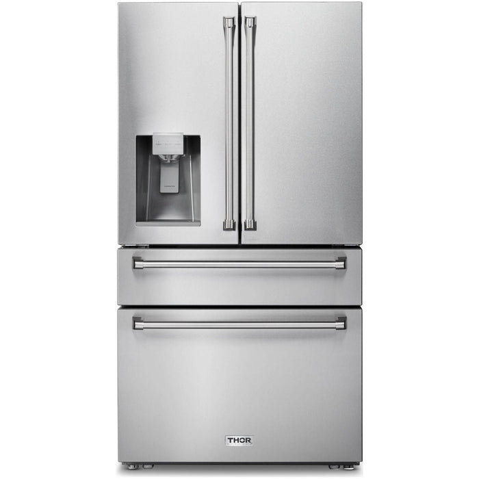 Thor Kitchen 30 In. Electric Range, Range Hood, Refrigerator with Water and Ice Dispenser, Dishwasher, Wine Cooler Appliance Package