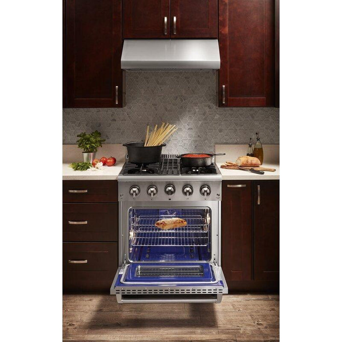 Thor Kitchen 30 in. Gas Burner/Electric Oven Range and Range Hood Appliance Package