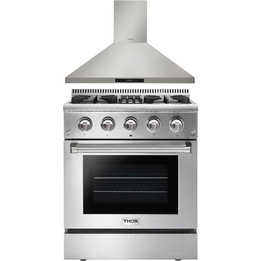 Thor Kitchen 30 in. Gas Burner/Electric Oven Range and Range Hood Appliance Package