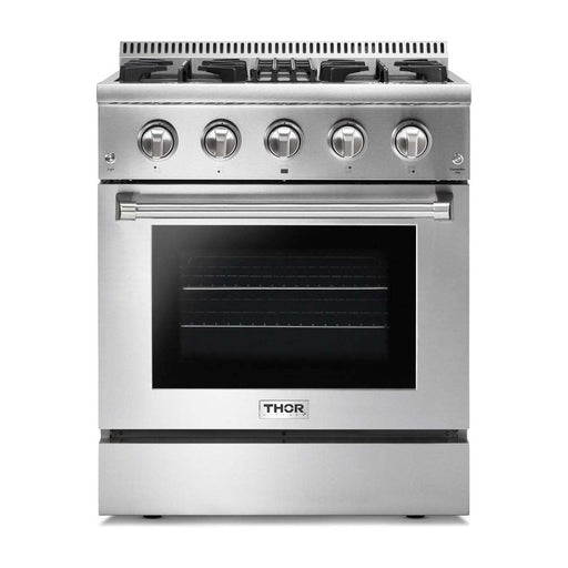 Thor Kitchen 30 In. Gas Burner/Electric Oven Range, Microwave Drawer, Refrigerator, Dishwasher Appliance Package