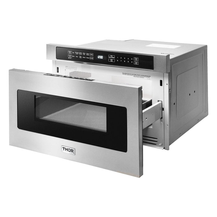 Thor Kitchen Kitchen Appliance Packages Thor Kitchen 30 in. Gas Burner/Electric Oven Range, Microwave Drawer, Refrigerator with Water and Ice Dispenser, Dishwasher Appliance Package
