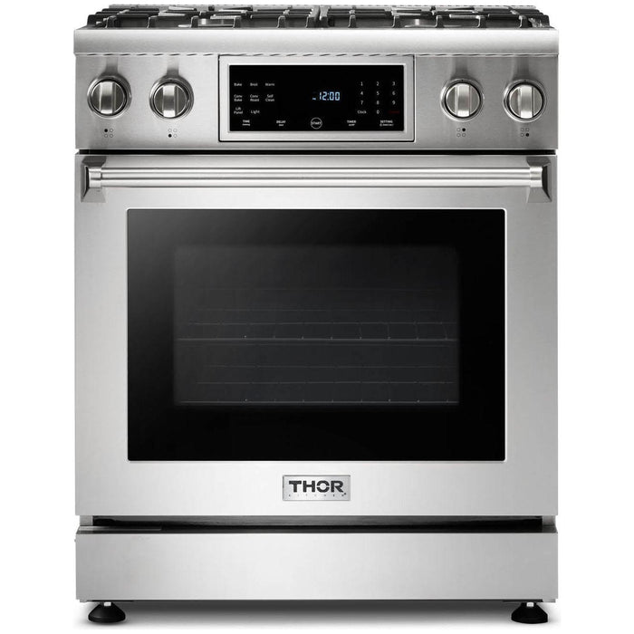 Thor Kitchen 30 In. Gas Range, Microwave Drawer, Refrigerator with Water and Ice Dispenser, Dishwasher Appliance Package