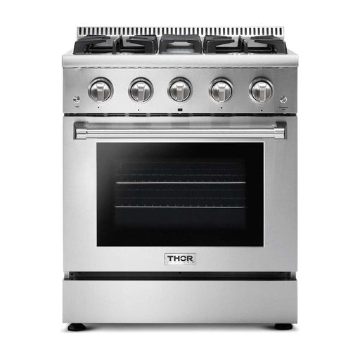 Thor Kitchen 30 In. Gas Range, Range Hood, Microwave Drawer, Refrigerator, Dishwasher Appliance Package