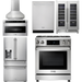 Thor Kitchen 30 In. Gas Range, Range Hood, Microwave Drawer, Refrigerator with Water and Ice Dispenser, Dishwasher, Wine Cooler Appliance Package